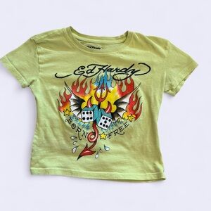 Urban Outfitters Ed Hardy Light Green Baby Tee